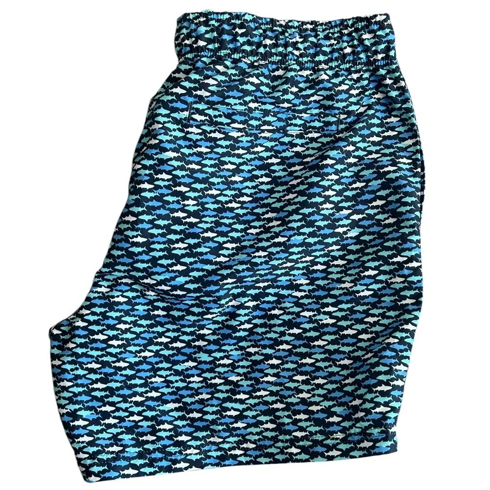 NWT Nautica Men’s Swim Trunks XL Blue Shark Print Quick Dry‎ Sustainable